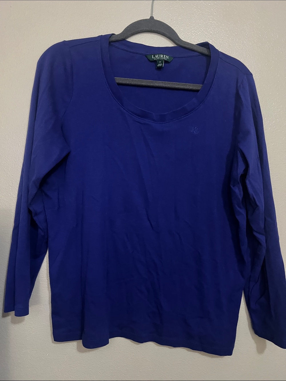 Lauren Ralph Lauren Long Sleeve Scoop Neck Top - Royal Blue